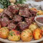 slow cooker garlic butter beef bites - featured image