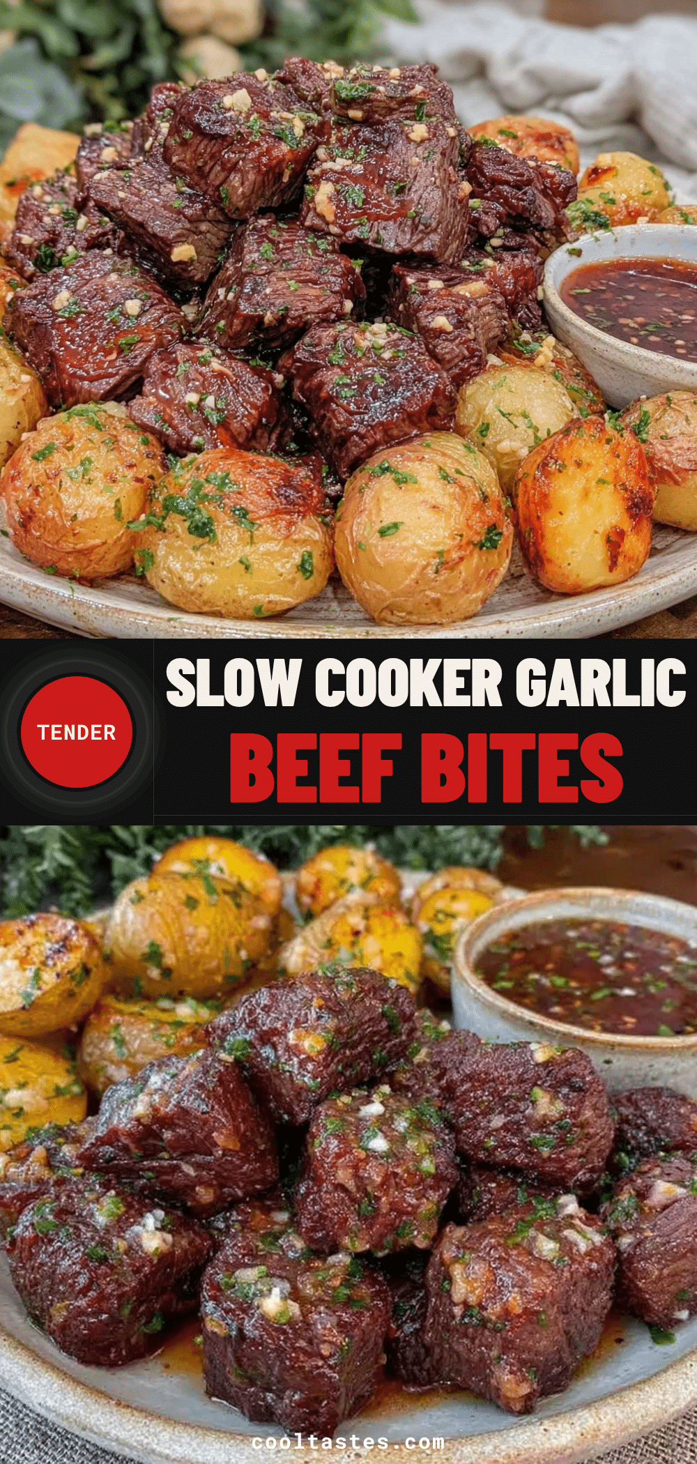 slow cooker garlic butter beef bites recipe