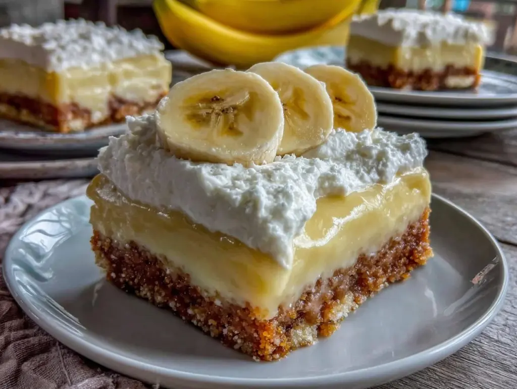 banana cream dessert with graham crust - featured image