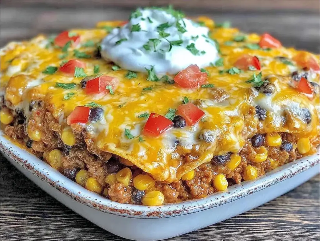 cheesy taco casserole - featured image