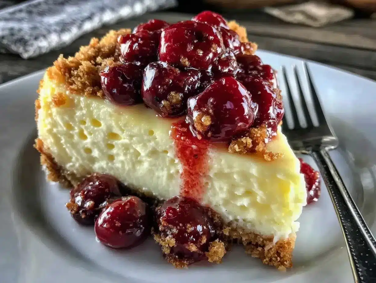 classic cheesecake with cherry topping preparation steps