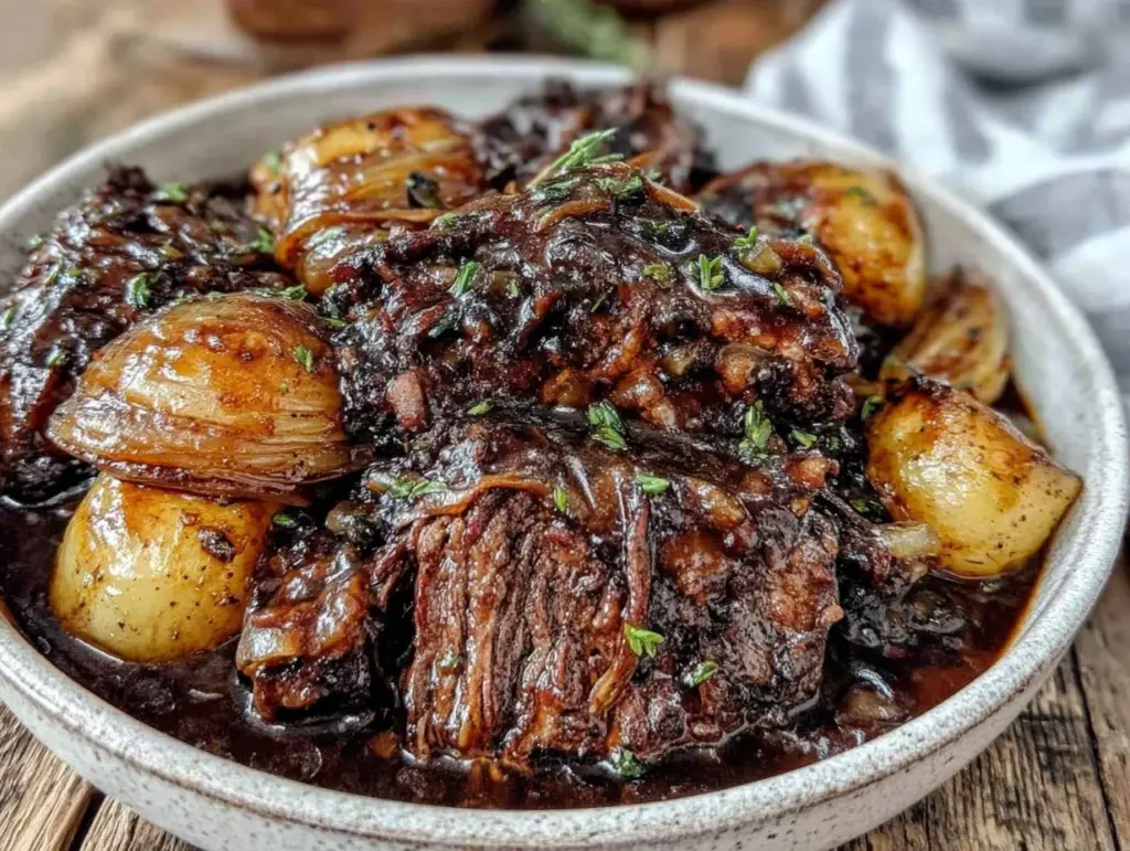 classic onion gravy beef dinner - featured image