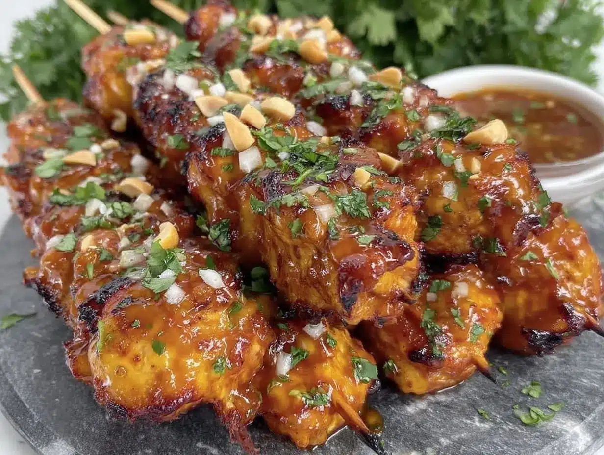 creamy bang bang chicken skewers preparation steps