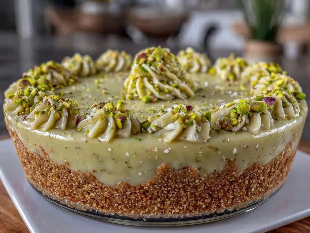 creamy no bake pistachio pie preparation steps
