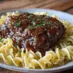 crockpot cube steak with rich brown gravy - featured image