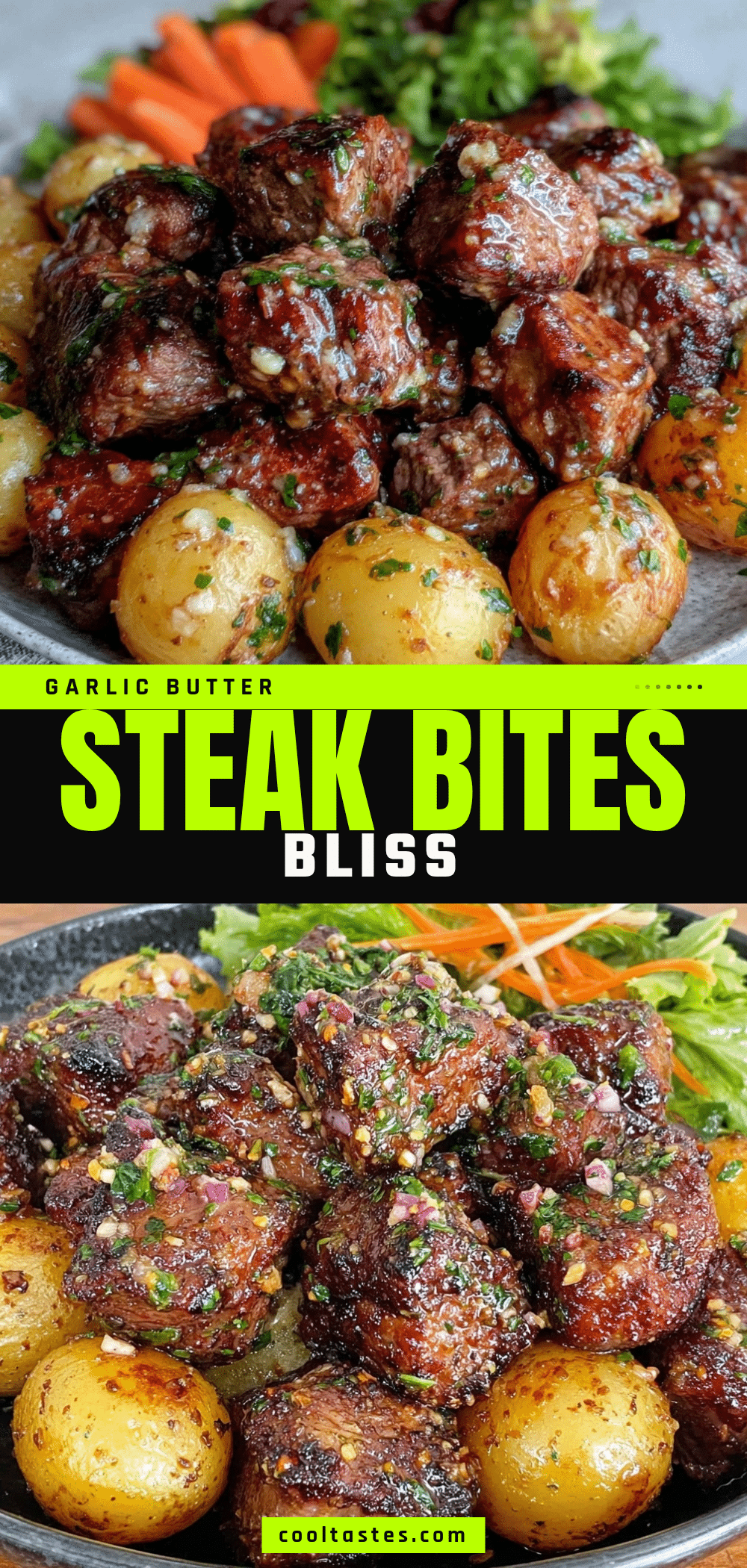 garlic butter steak bites and potatoes recipe