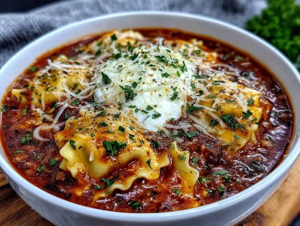hearty vegetarian lasagna soup - featured image