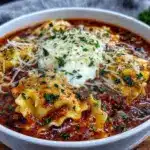 hearty vegetarian lasagna soup - featured image