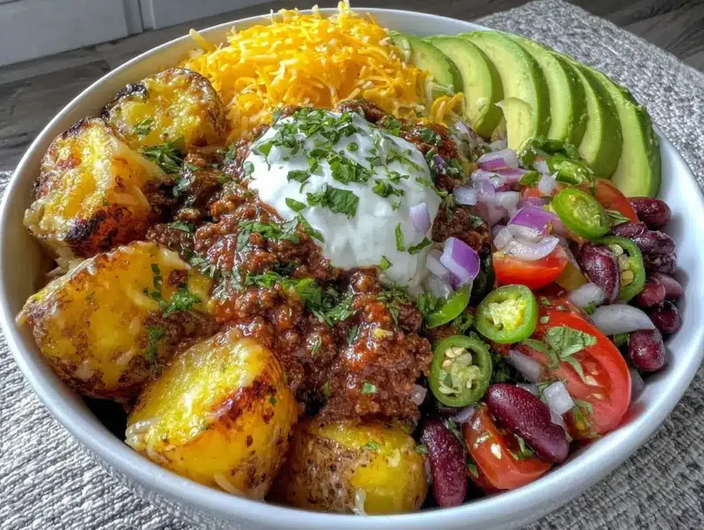 loaded potato taco bowl - featured image