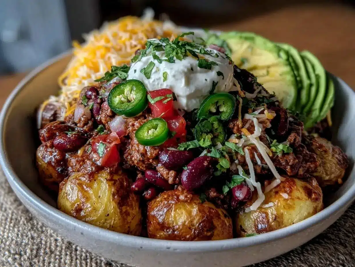loaded potato taco bowl preparation steps