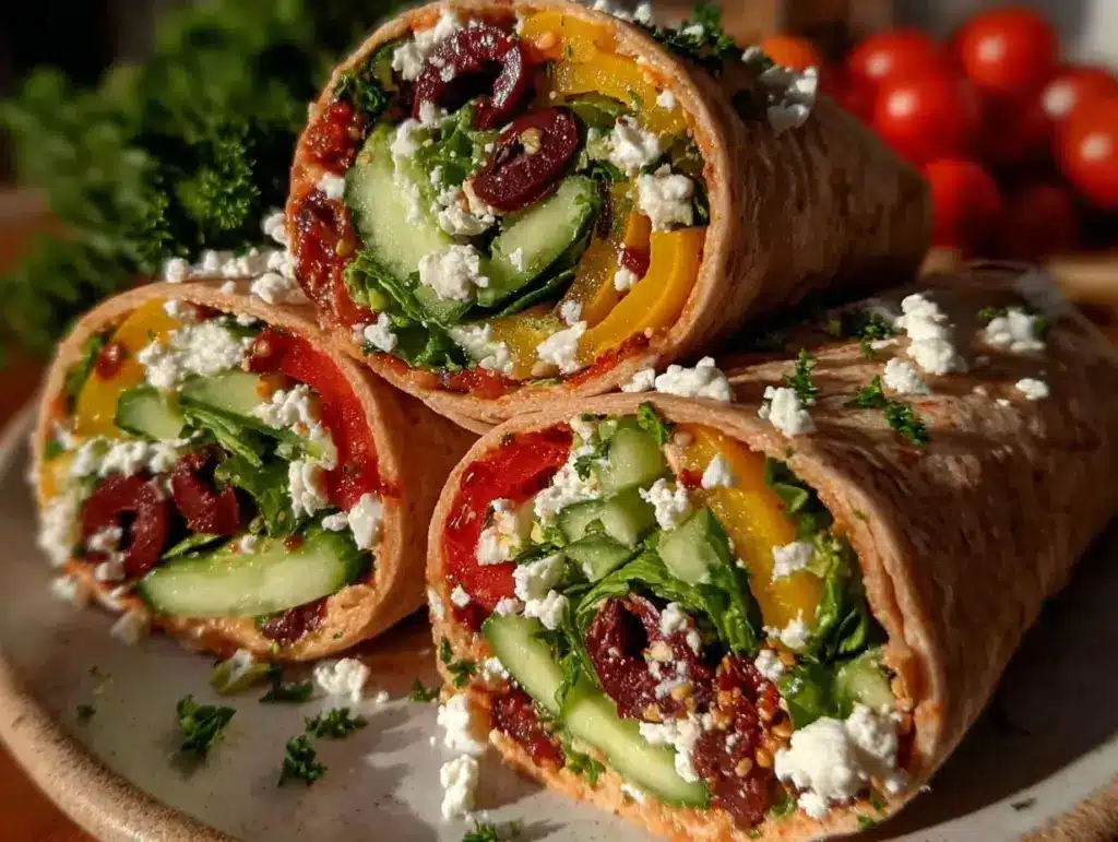 Mediterranean veggie wraps with hummus - featured image