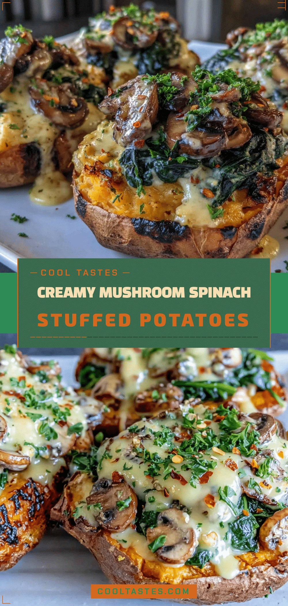 mushroom spinach stuffed sweet potatoes recipe