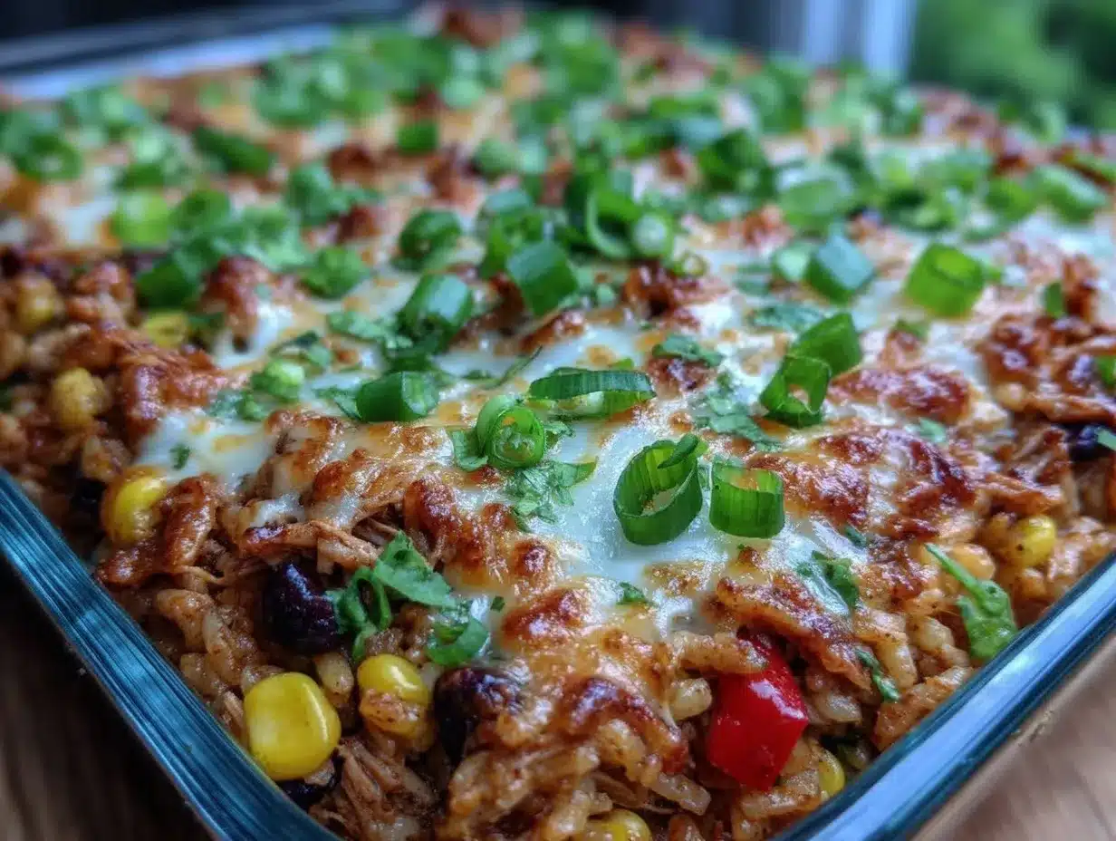 one-pan cheesy chicken burrito casserole preparation steps