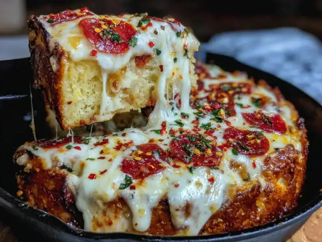 one-skillet cast iron pizza - featured image