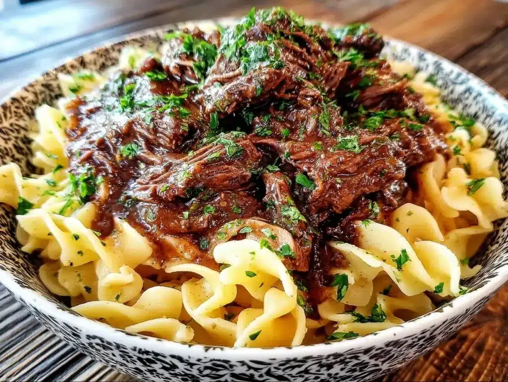 slow cooker beef and noodles - featured image