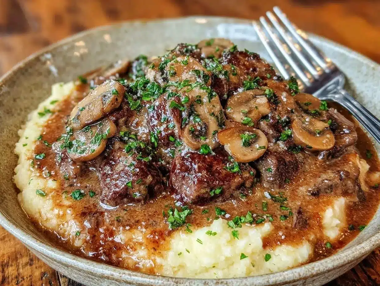 slow cooker beef stroganoff stew preparation steps