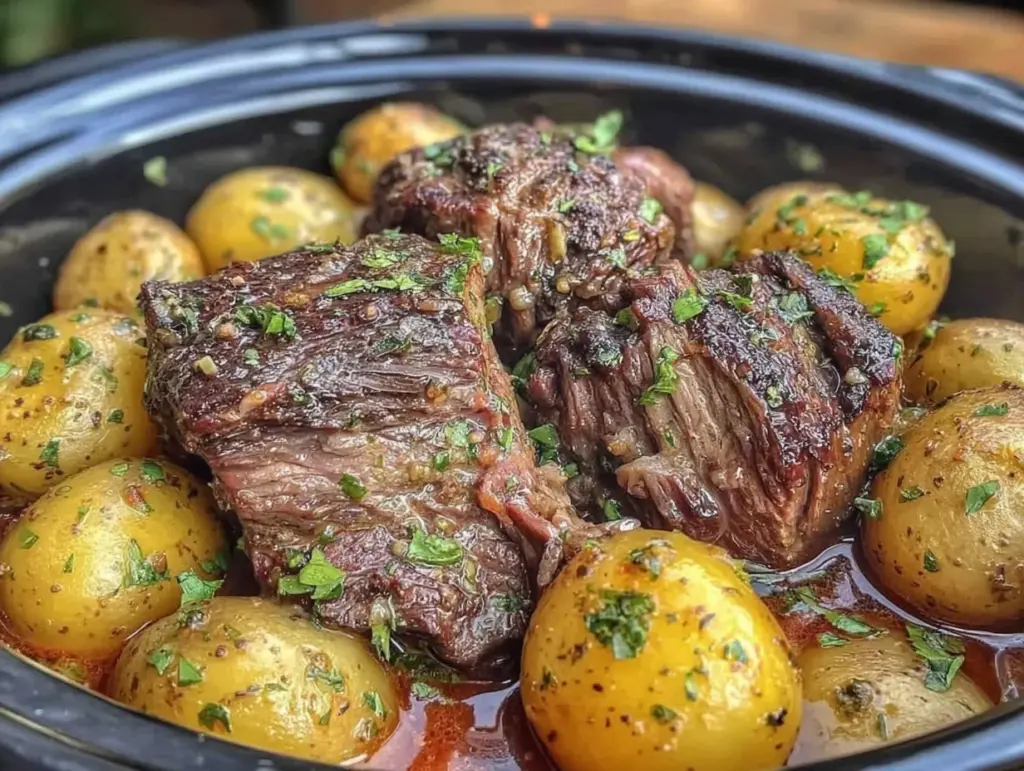 slow cooker steak potatoes - featured image