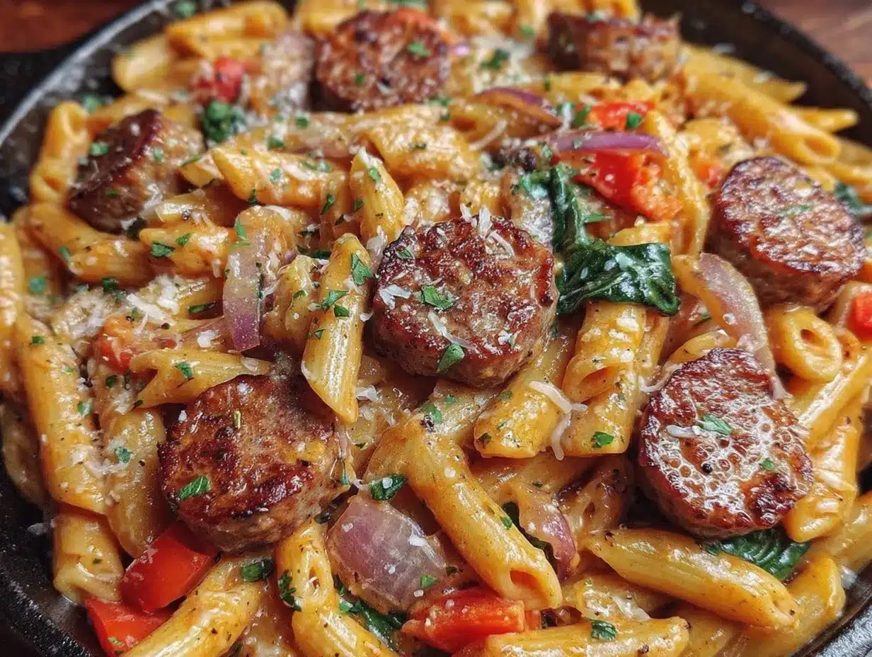 spicy cajun sausage pasta preparation steps