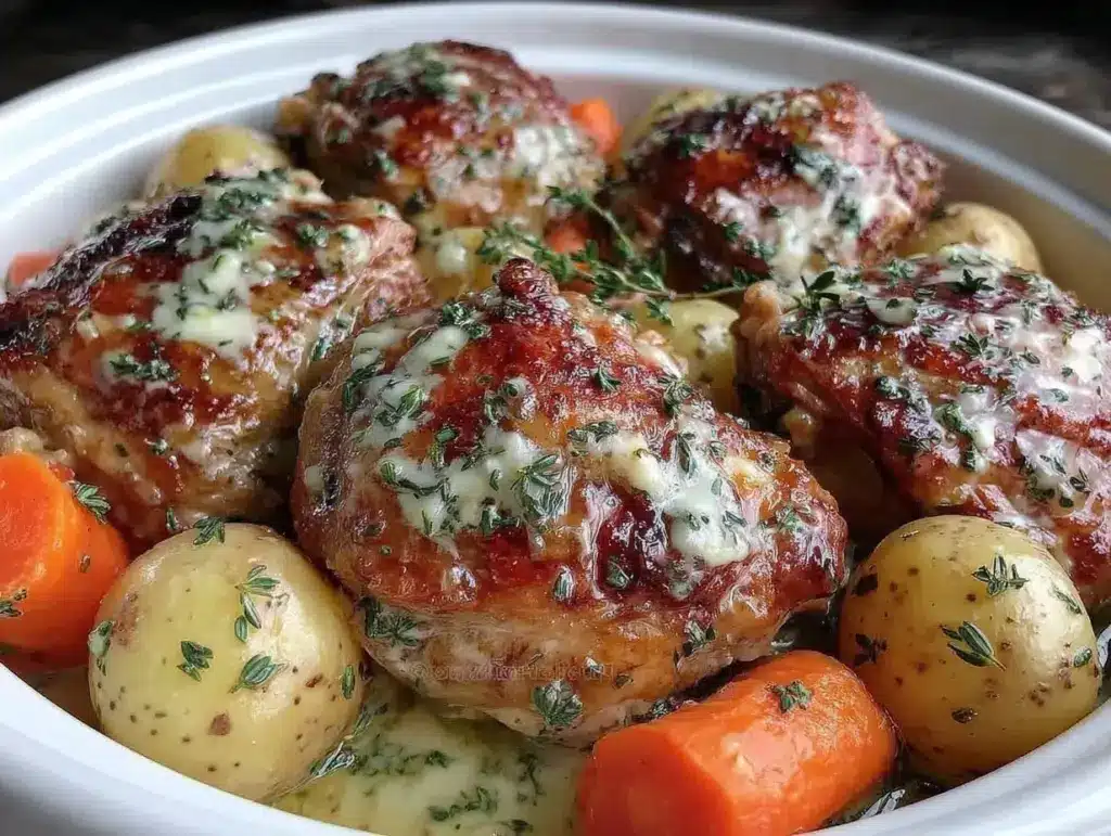 tender crockpot garlic butter chicken - featured image