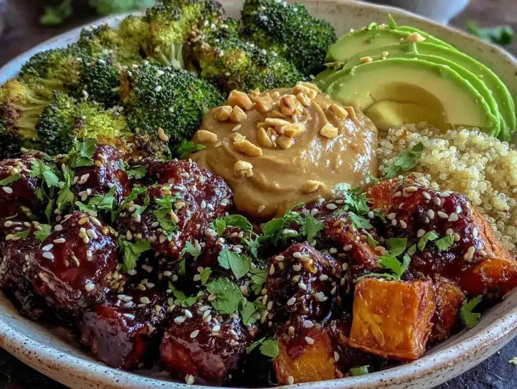 thai peanut sweet potato bowl - featured image