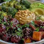 thai peanut sweet potato bowl - featured image
