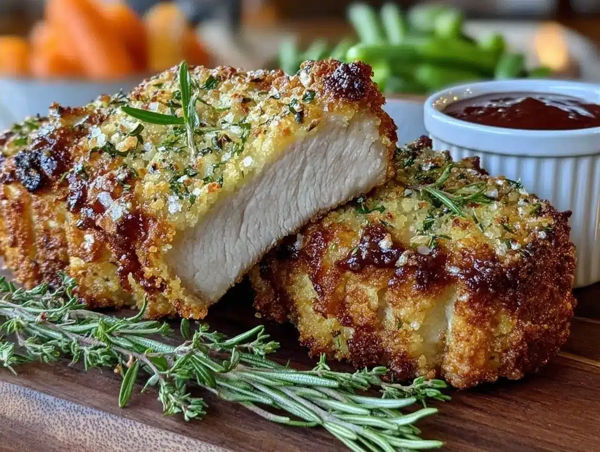 crispy air fryer parmesan pork chops preparation steps