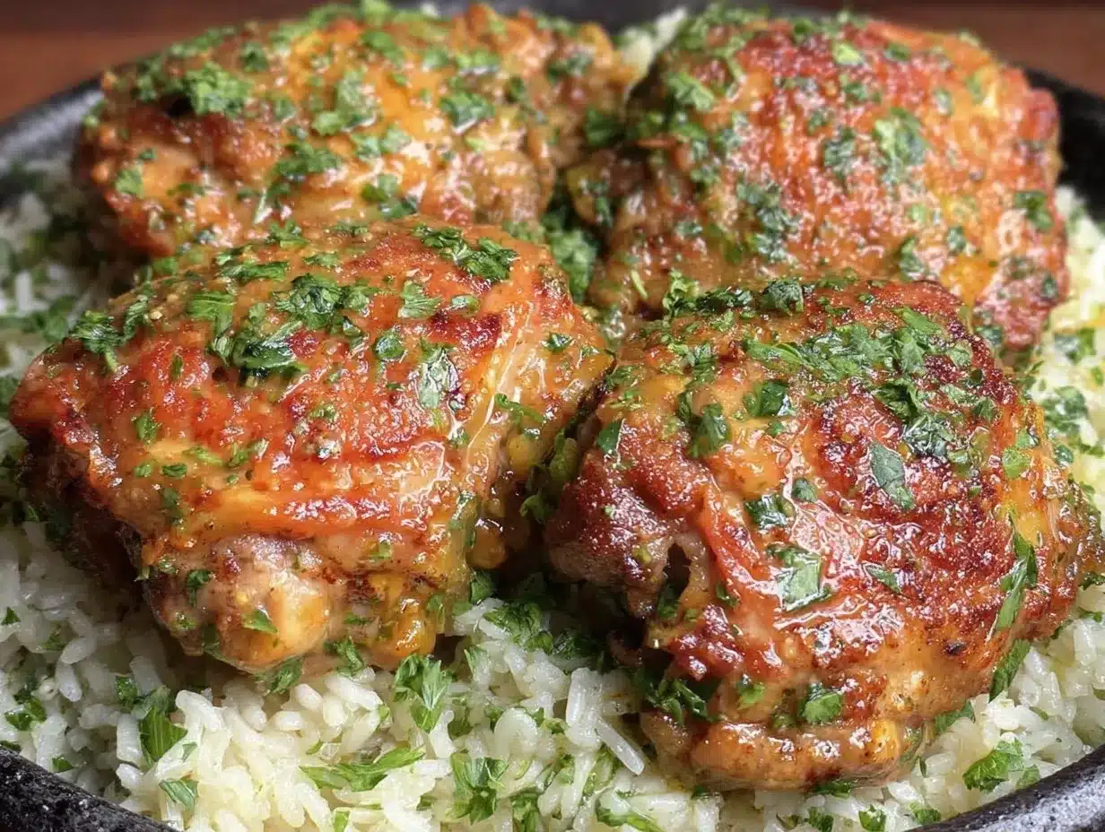 oven baked chicken thighs and rice preparation steps