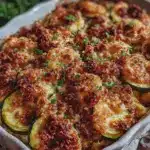 baked yellow squash zucchini casserole - featured image