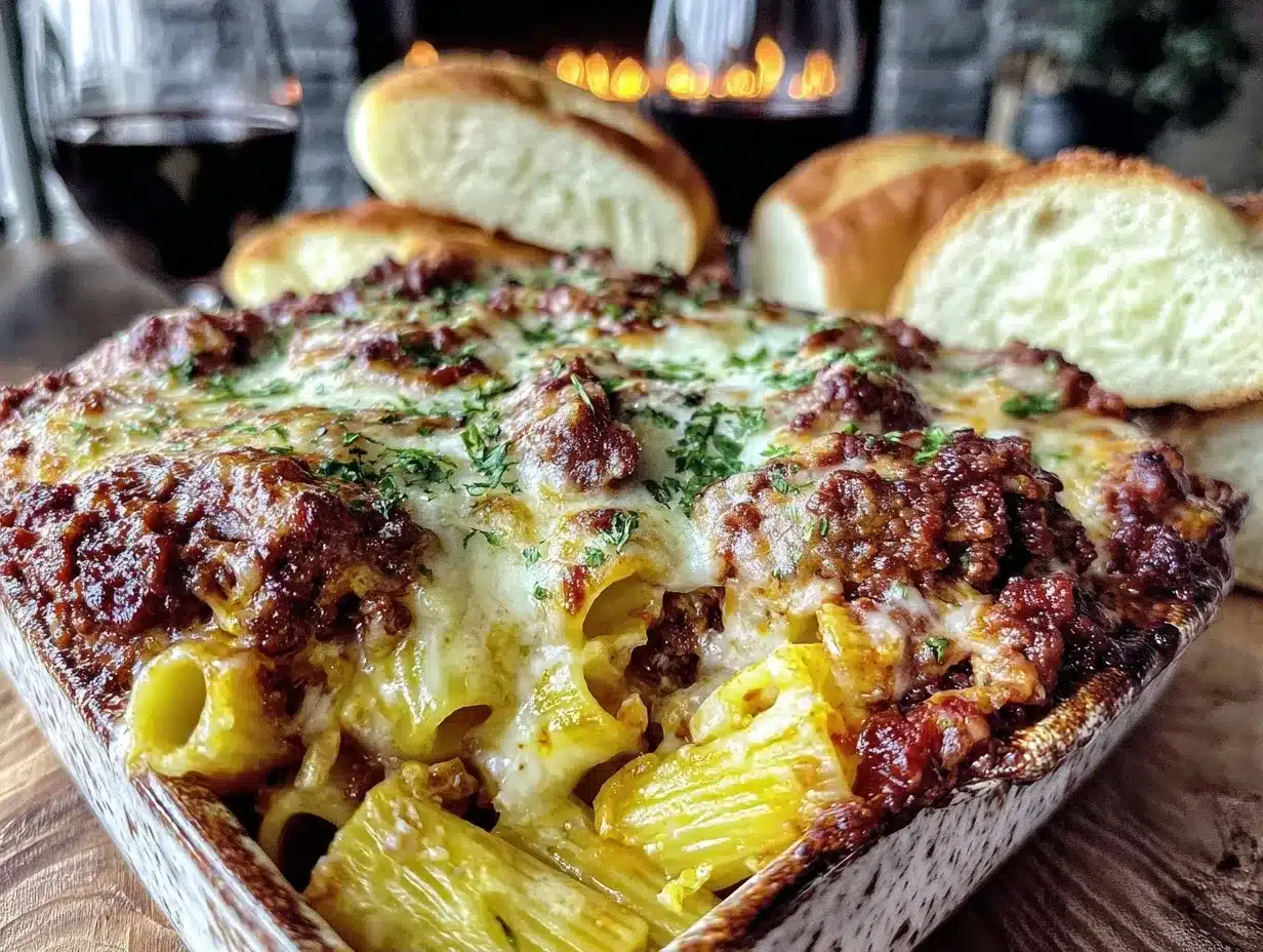 cheesy baked ziti with beef preparation steps