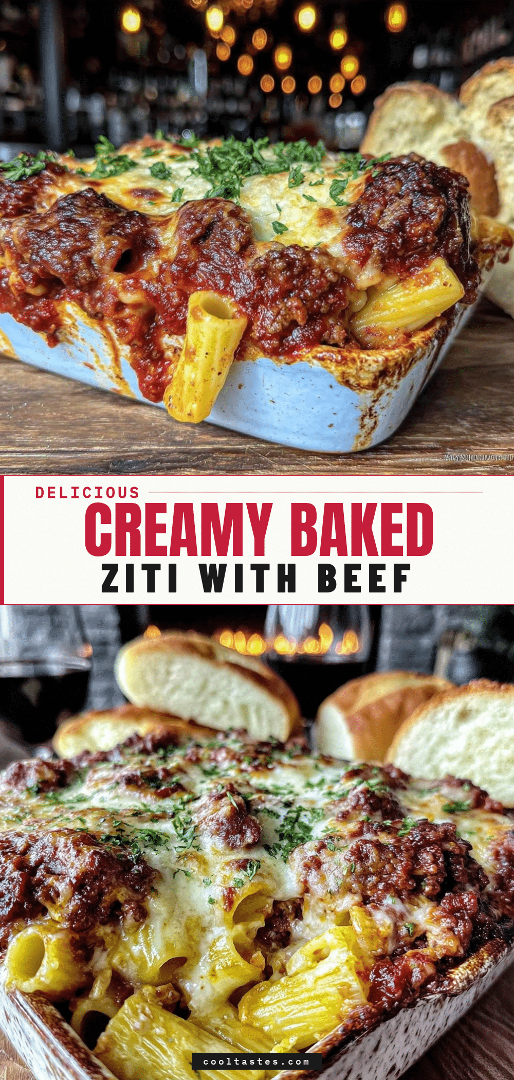 cheesy baked ziti with beef recipe
