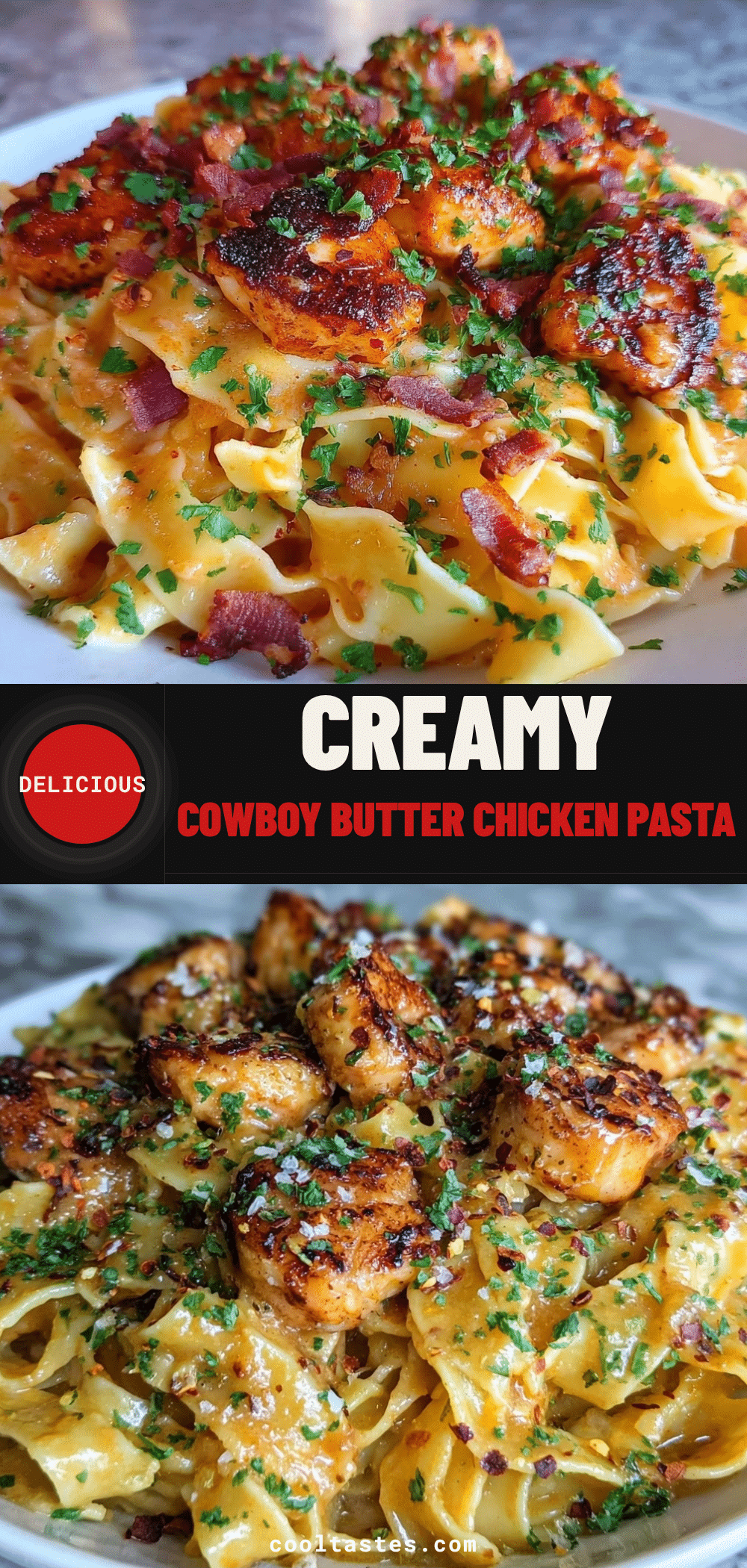 creamy cowboy butter chicken pasta recipe