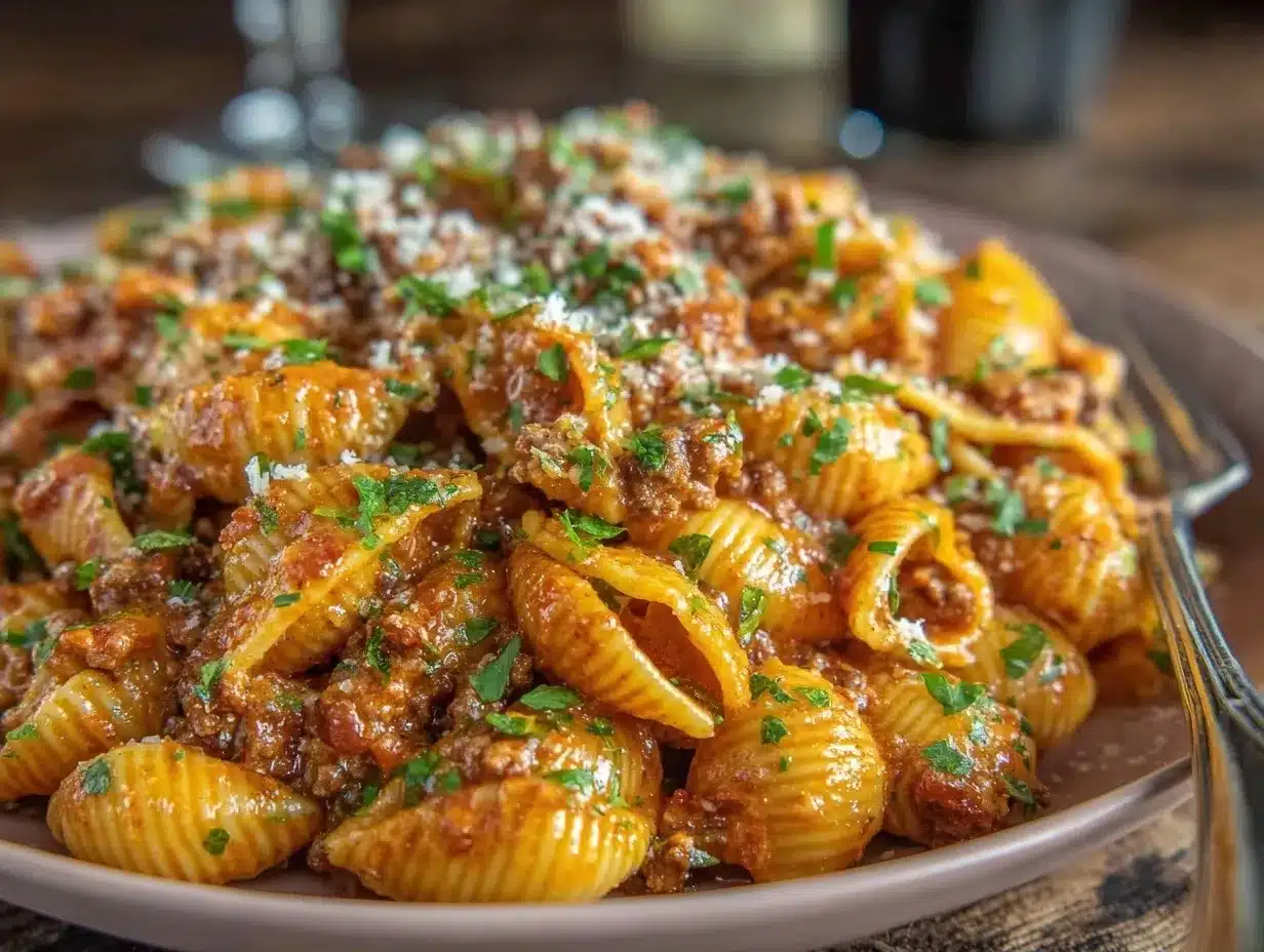 creamy ground beef pasta preparation steps