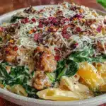 creamy ground turkey spinach pasta - featured image