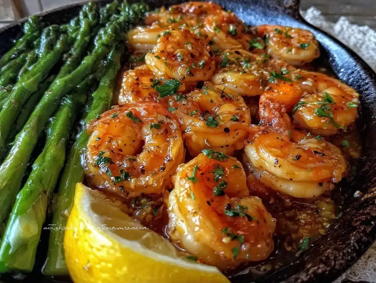 creamy lemon garlic shrimp and asparagus preparation steps