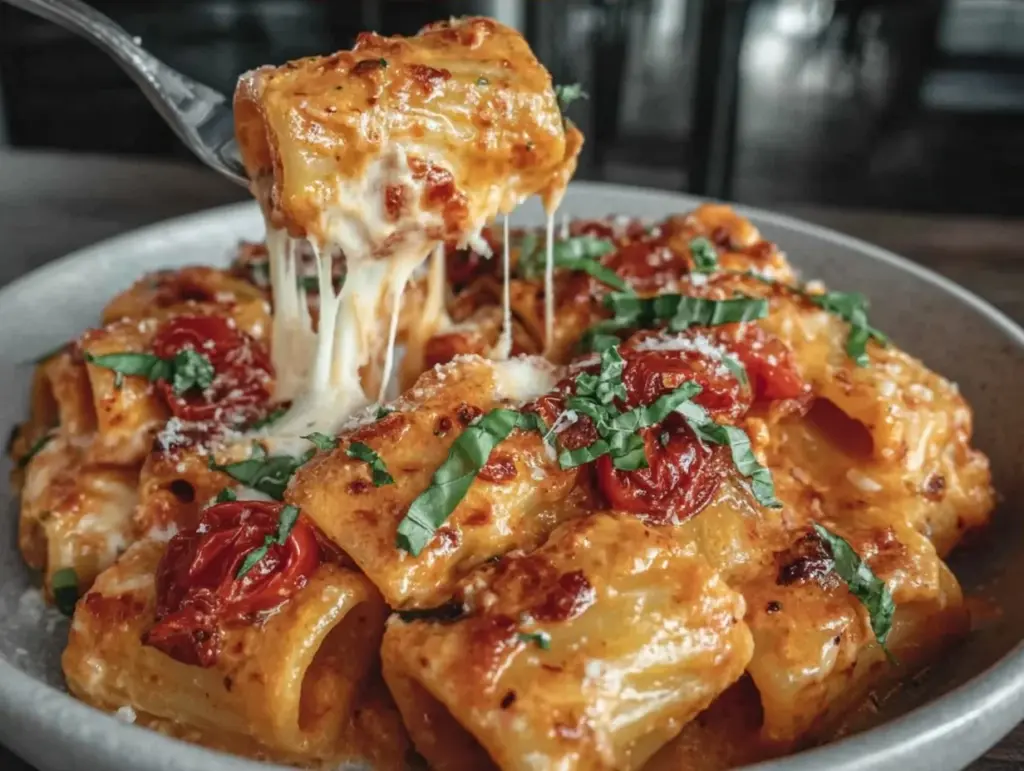 creamy rigatoni pasta - featured image