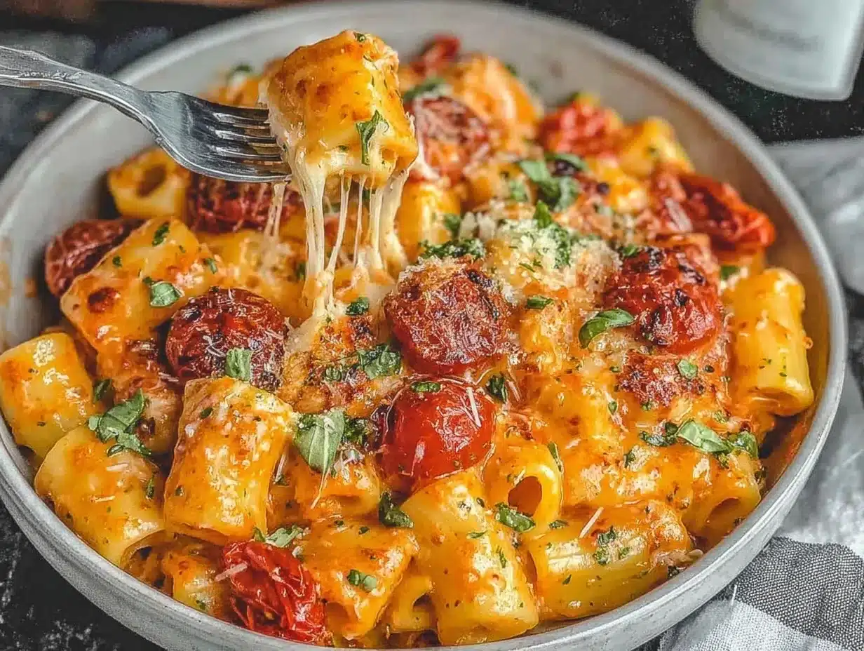 creamy rigatoni pasta preparation steps