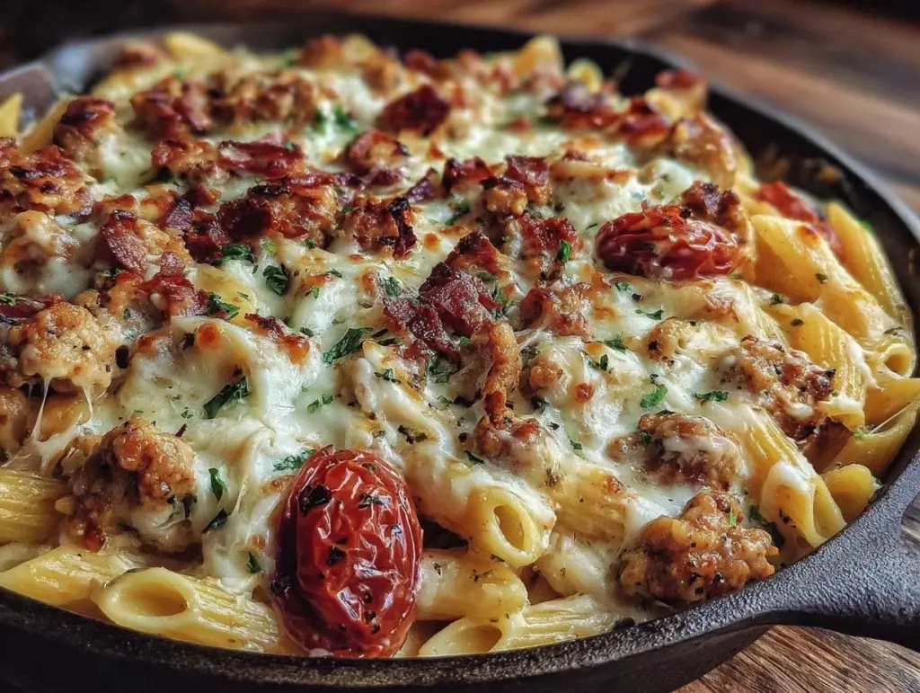 One-Skillet Cheesy Ground Chicken Pasta - featured image