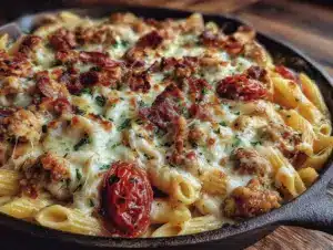 One-Skillet Cheesy Ground Chicken Pasta - featured image