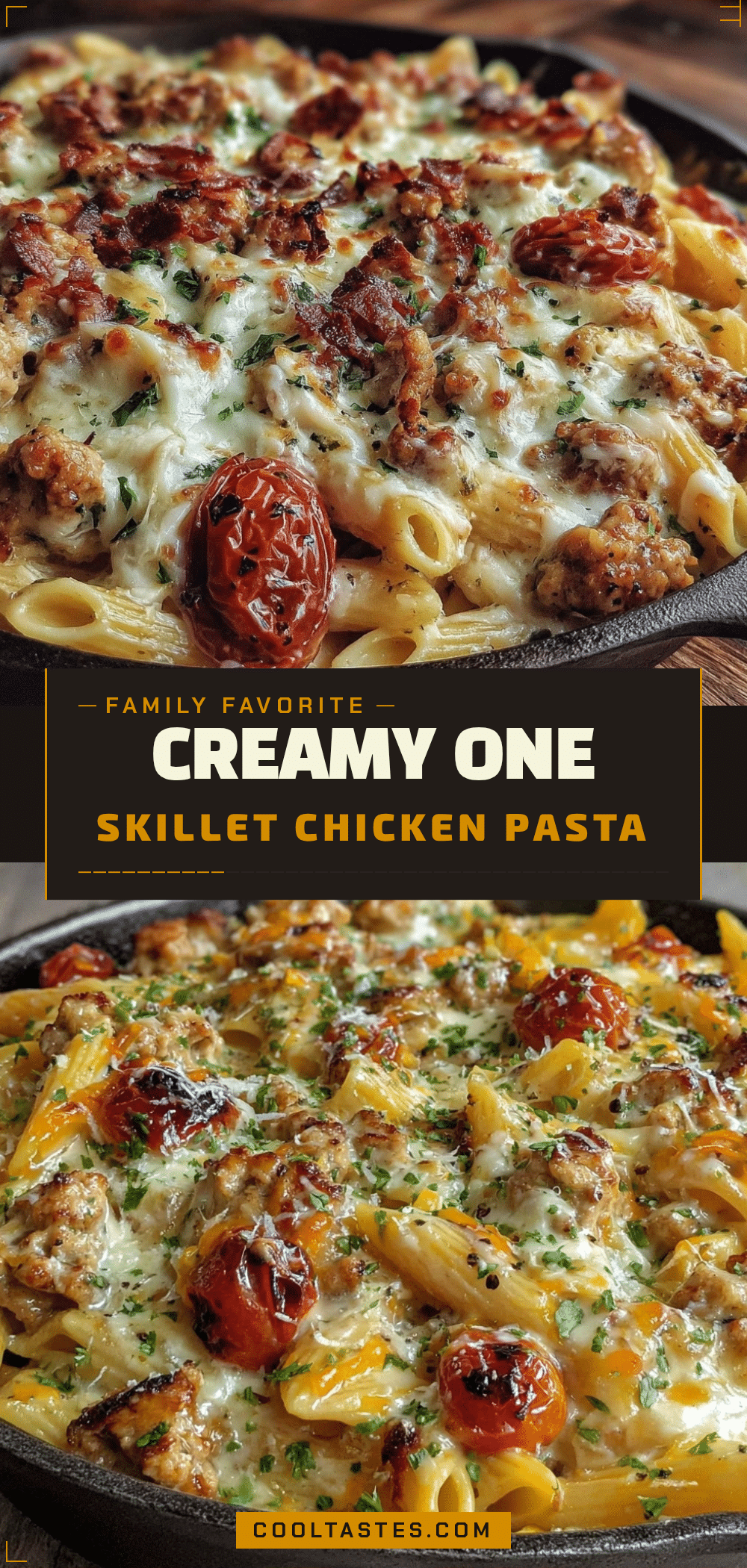 One-Skillet Cheesy Ground Chicken Pasta recipe