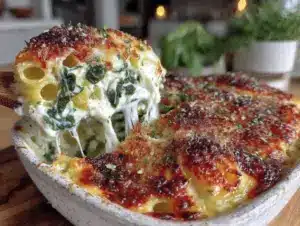 spinach ricotta pasta bake - featured image