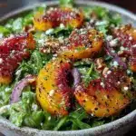 summer peach arugula salad - featured image