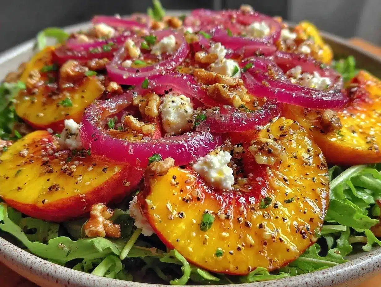 summer peach arugula salad preparation steps