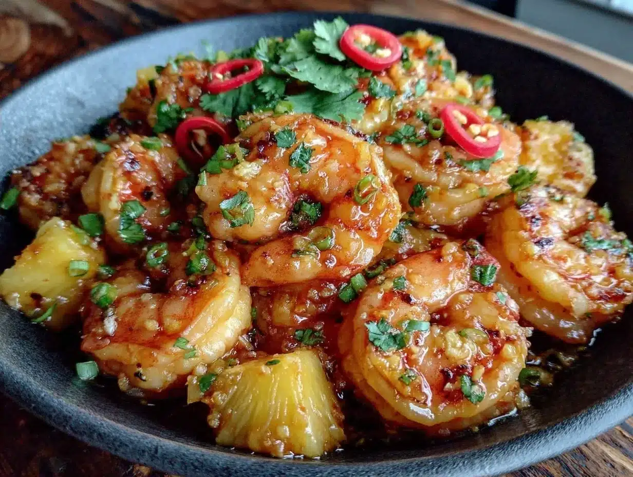 sweet chili pineapple shrimp preparation steps