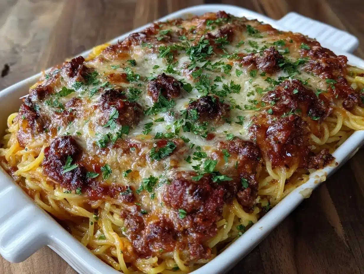 ultimate cheesy baked spaghetti preparation steps
